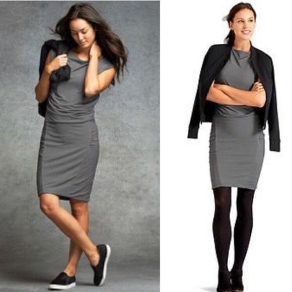 Womens Athleta Gray Micro Stripe Westwood Dress - Picture 2 of 5